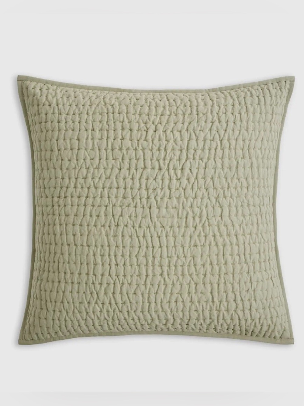 NWOT Quince European Linen Cotton Stitch Quilted Euro Sham, 26 X 26 (Willowleaf)